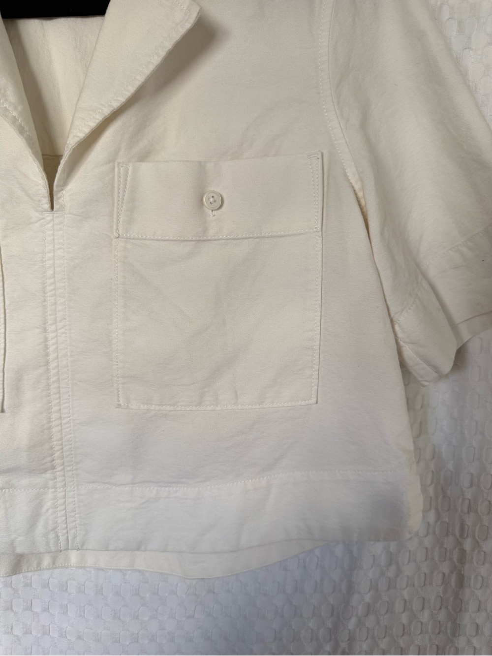 Everlane Ivory Organic Cotton Cropped Utility Shirt Top Size Medium - Picture 4 of 6